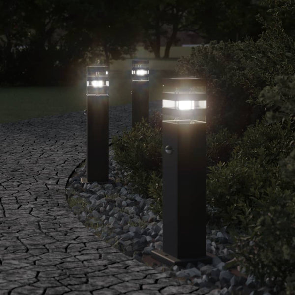 VidaXL Vloerlampen voor buiten met sensor 50 cm aluminium zwart