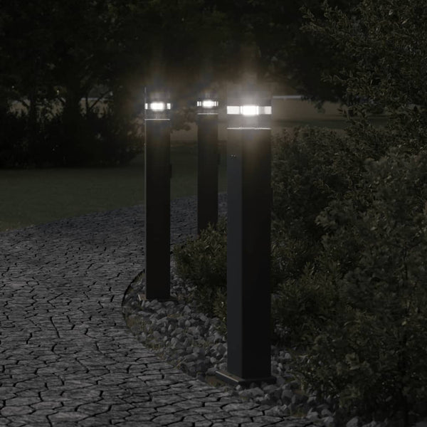 VidaXL Buitenvloerlampen 3 st met stopcontact 80 cm aluminium zwart