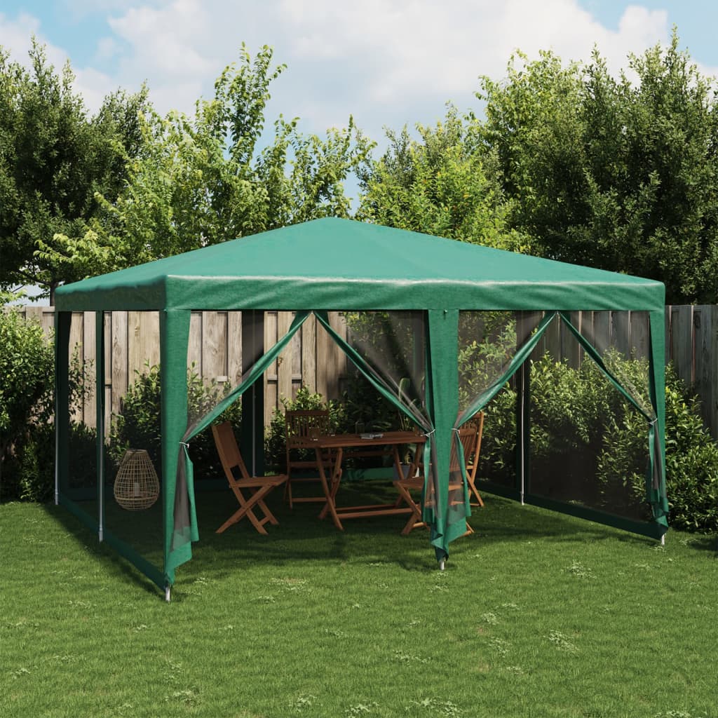 VidaXL Partytent met 8 mesh zijwanden 4x4 m HDPE groen