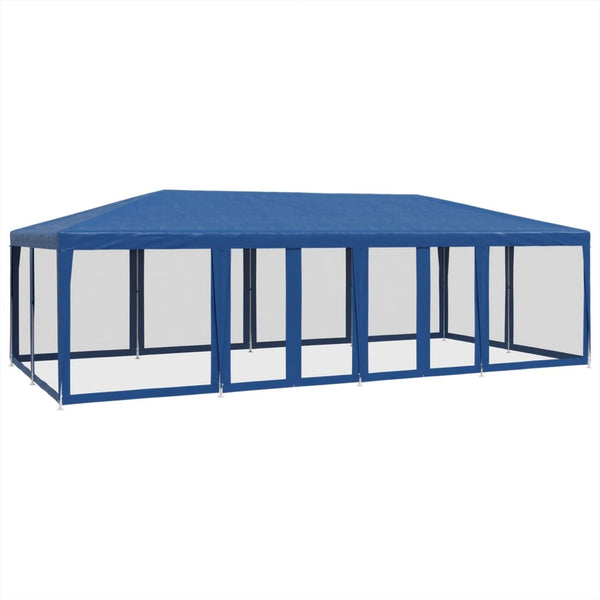 VidaXL Partytent met 12 mesh zijwanden 8x4 m HDPE blauw