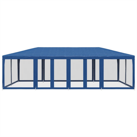 VidaXL Partytent met 12 mesh zijwanden 8x4 m HDPE blauw