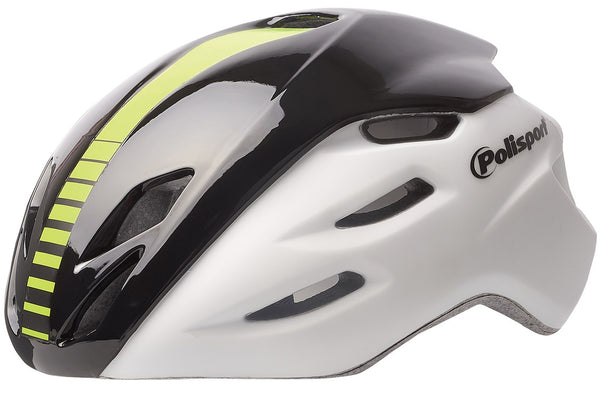 Fietshelm Polisport Aero-R Medium 55-58 cm - mat wit zwart fluor geel