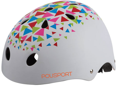 Polisport kinderhelm Triangles. maat: S (53 55 cm), kleur: wit oranje