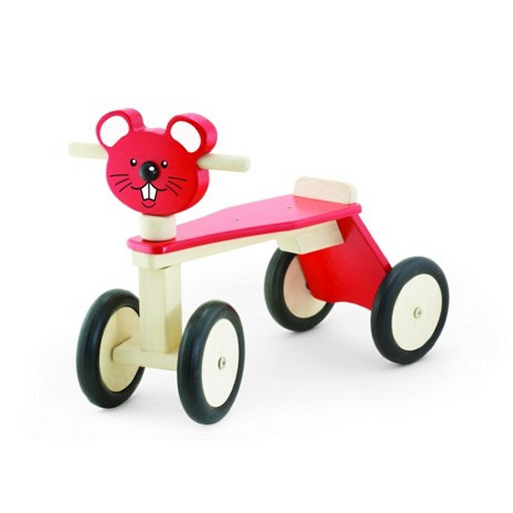 Pintoy Pintoy Houten Muis met 4 Wielen Rood