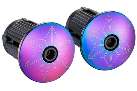 Supacaz - super sticky kush star fade stuurlint zwart oil slick inclusief aluminium oil slick stuurplug