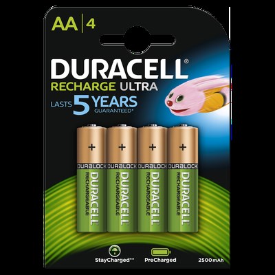 Oplaadbare Batterijen Duracell Rechargeable NimH Stay Charged AA HR6 2500mAh, 4st.