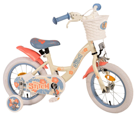 Disney Stitch Kinderfiets - Meisjes - 14 inch - Crème Koraal Blauw