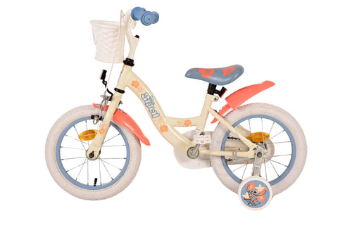 Disney Stitch Kinderfiets - Meisjes - 14 inch - Crème Koraal Blauw