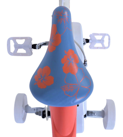 Disney Stitch Kinderfiets - Meisjes - 14 inch - Crème Koraal Blauw - Twee handremmen