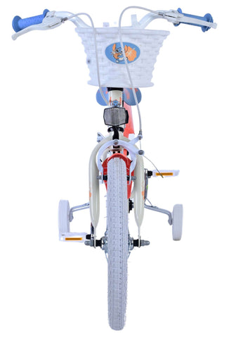 Disney Stitch Kinderfiets - Meisjes - 16 inch - Crème Koraal Blauw - Twee handremmen