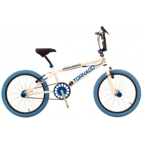 Tornado 20 inch freestyle fiets wit blauwe banden 2000020