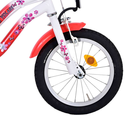 Volare Lovely Kinderfiets - Meisjes - 14 inch - Rood Wit - Twee Handremmen