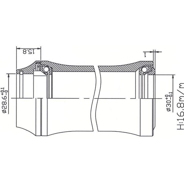 Balhoofdstel 1 1 8 inch geintegreerd 45x45 cart.30.0 zwart