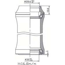 Tecora Balhoofdstel1 1 8 inch geintegreerd 36x45 cart.30.0 zwart