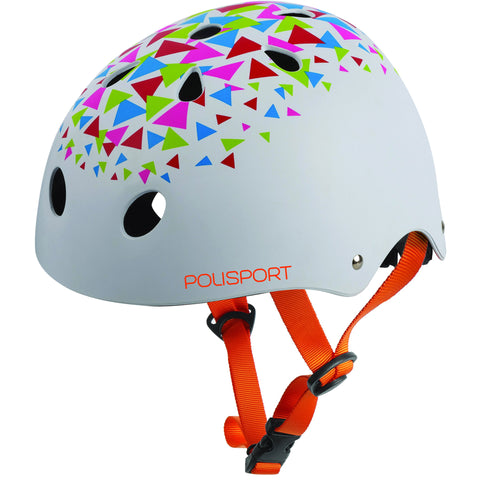 Polisport kinderhelm Triangles. maat: S (53 55 cm), kleur: wit oranje