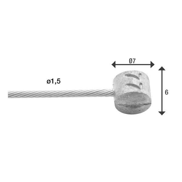 Elvedes rem binnenkabel 3000mm RVS T-nippel