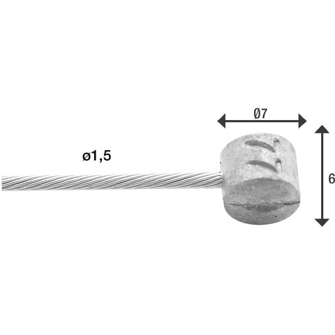 Elvedes rem binnenkabel 2000mm RVS slick ø1,5mm T-nippel