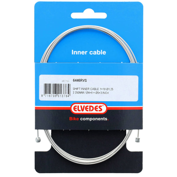 Elvedes gear câble intérieur 2250mm 1×19 fil inox Ø1.25mm avec N-nipple Ø4×4 et T-nipple Ø5×3