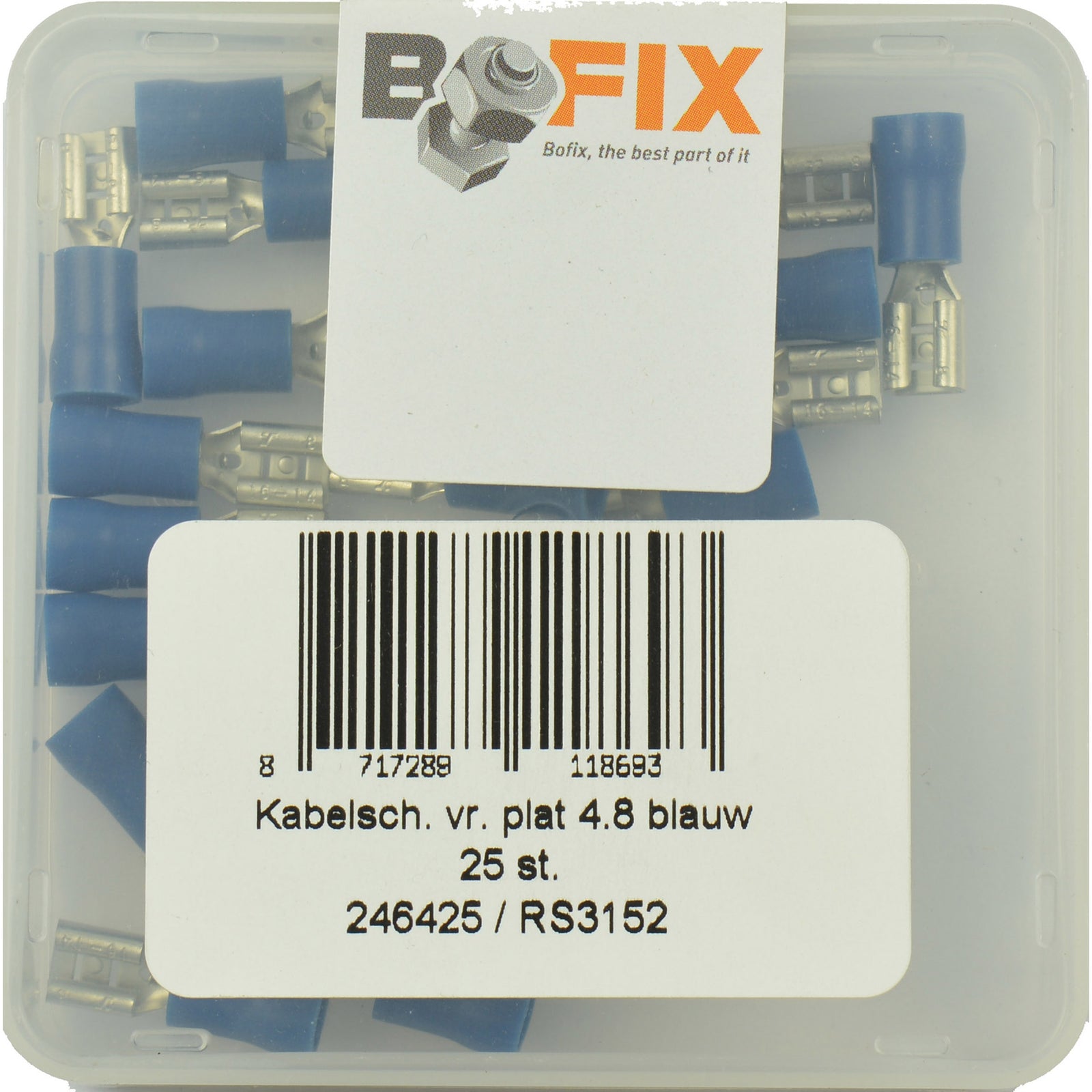 Bofix kabelschoen AMP vrouw plat 4,8mm blauw (25st)