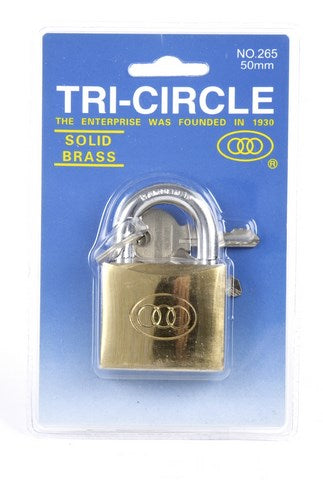 Tricircle Tri-Circle hangslot 50mm Messing, 3 sleutels, 50mm beugel, goudkleurig