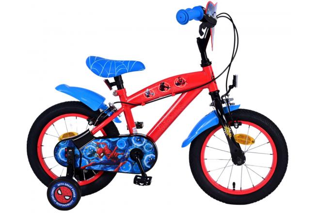 Ultimate Spider-Man Kinderfiets - Jongens - 14 inch - Blauw Rood - Twee handremmen