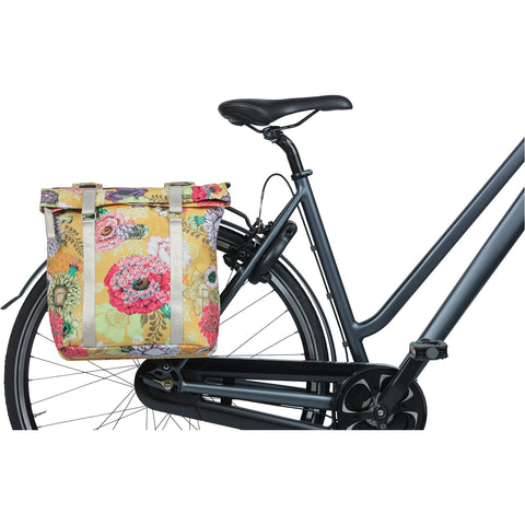 Basil Bloom Field dubbele fietstas 28-35L honinggeel