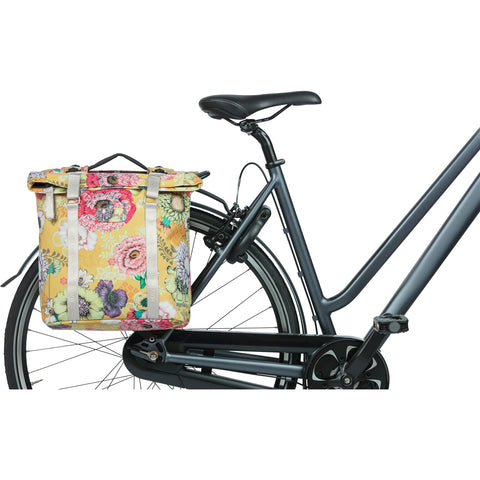 Basil Bloom Field dubbele fietstas MIK 28-35L honinggeel