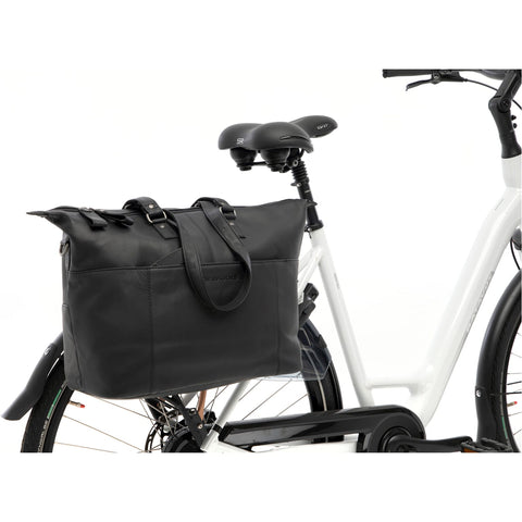 Sacoche de vélo New Looxs Verla 34 x 18 x 44cm 21 litres - en cuir de luxe - noir