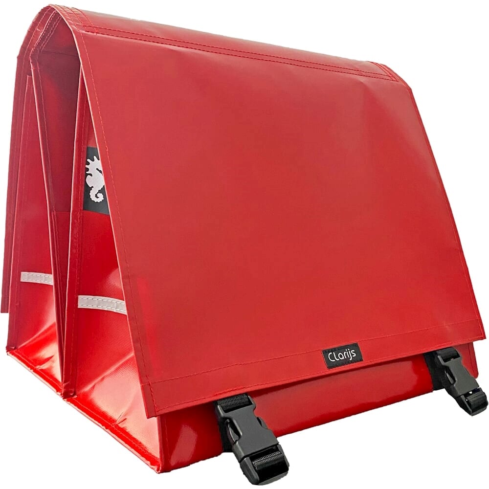 Clarijs Fietstas dubbel XL PVC 46L met uitsparing rood