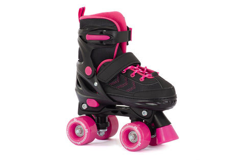 Verstelbare Rolschaatsen Semi-softboot Zwart Roze maat 27-30 (XS)