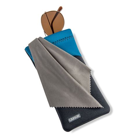 Carson Neoprene Brillenhoesje met microvezeldoekje - Grijs Blauw