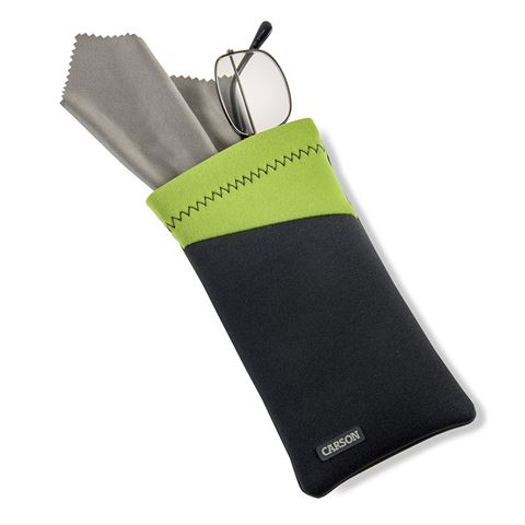 Carson Neoprene Brillenhoesje met microvezeldoekje - Grijs Groen