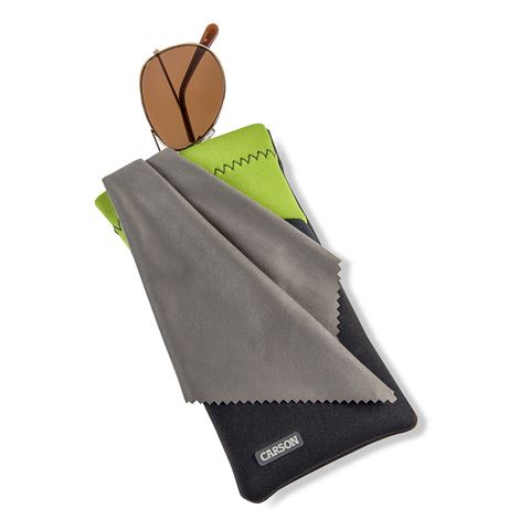 Carson Neoprene Brillenhoesje met microvezeldoekje - Grijs Groen