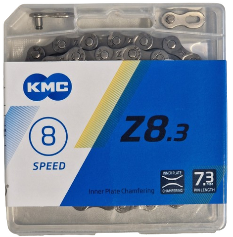 Kmc z8.3 fietsketting 8 speed 1 2x3 32 114 schakels grijs bruin in doosje