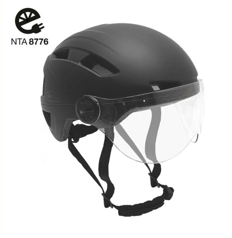 FALKX Helm  met vizier, maat S 51-54cm mat zwart. NTA 8776 goedgekeurd