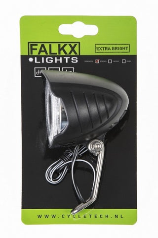 FALKX Dark Moon Koplamp met RVS beugel Naafdynamo