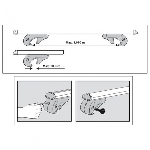 dakdragerset aluminium 120 cm zilver