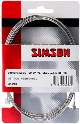 Simson Binnenkabel Rem Uni 2.35Mtr Rvs