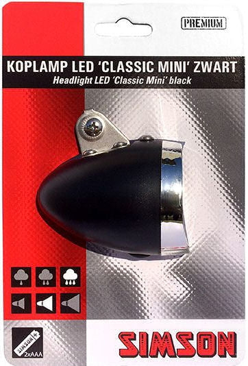 Phare de fourche Simson ''Classic Mini'' noir, on off 4 LUX