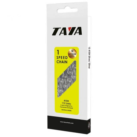 Chaîne Taya 410H monovitesse argent, revêtement PTFE, 1 2x1 8 112L (paquet suspendu)