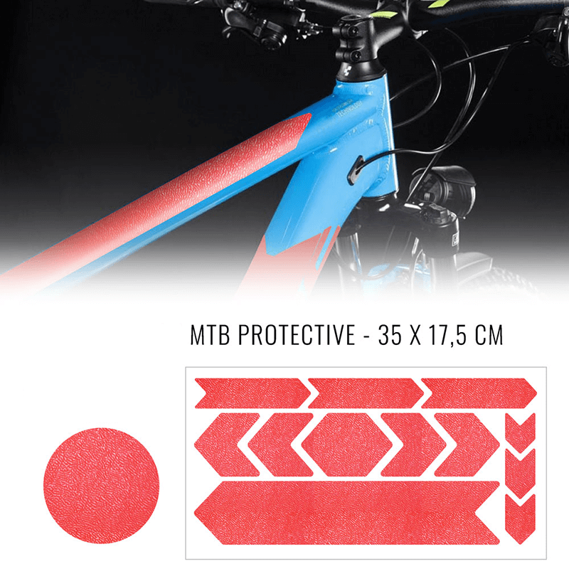 Jeu d'autocollants de protection de cadre de vélo rouge fluo