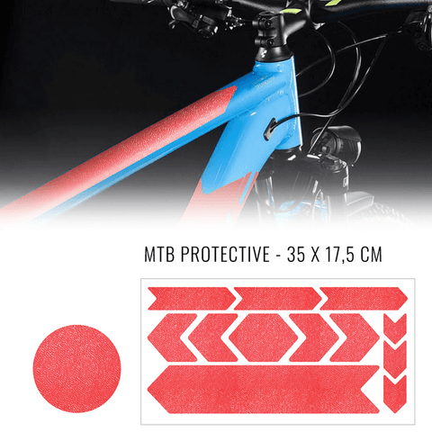 Jeu d'autocollants de protection de cadre de vélo rouge fluo