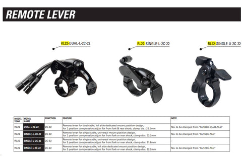 Sr suntour - remote lock bediening rl22 single-l-2c-22