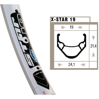 Rigida x-star 19 velg wit etrto 507-19 (24x1.75) 36-gaats