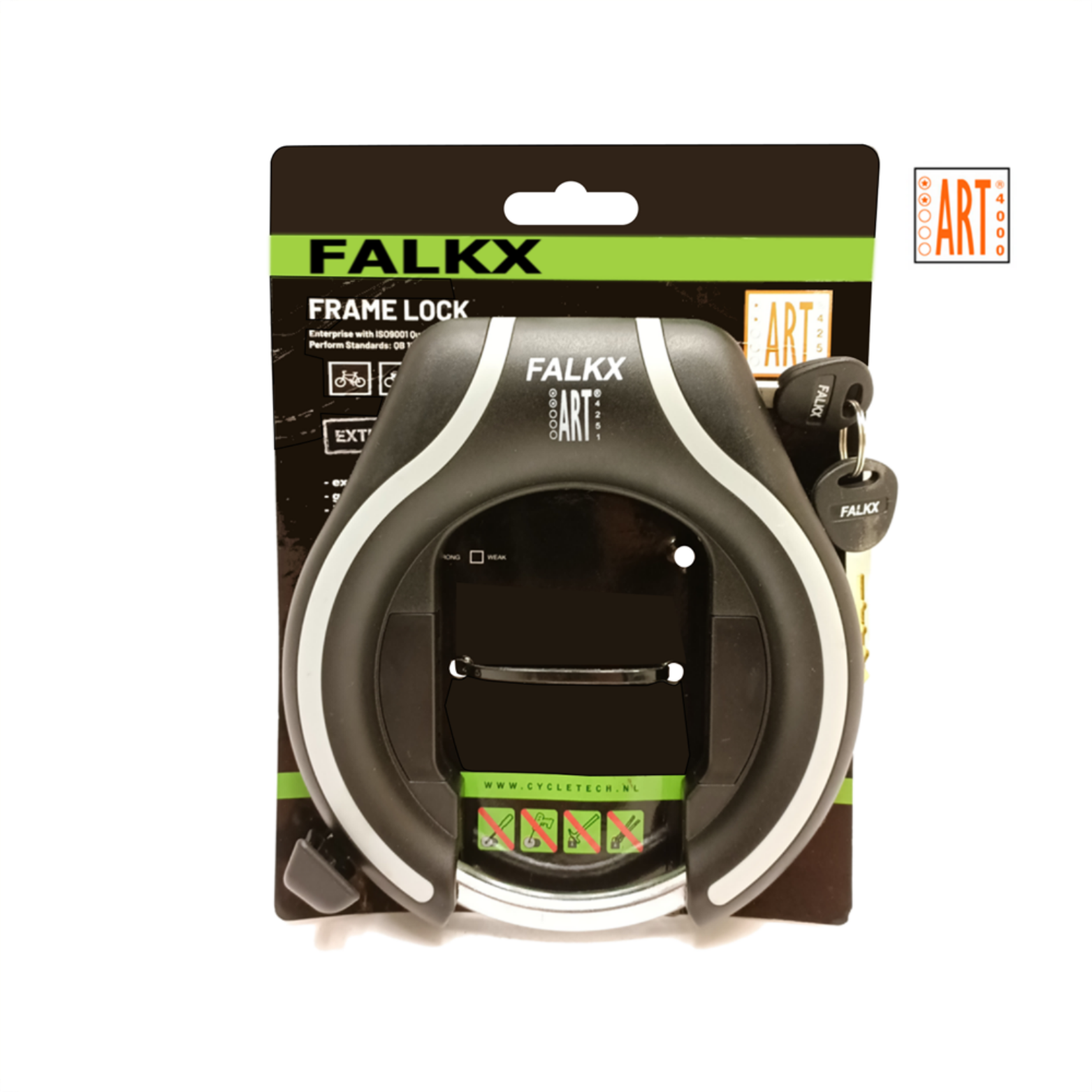 FALKX Securitas, zwart grijs, ART**, gat voor insteekketting 1677 5988 1626, (hangverpakking)