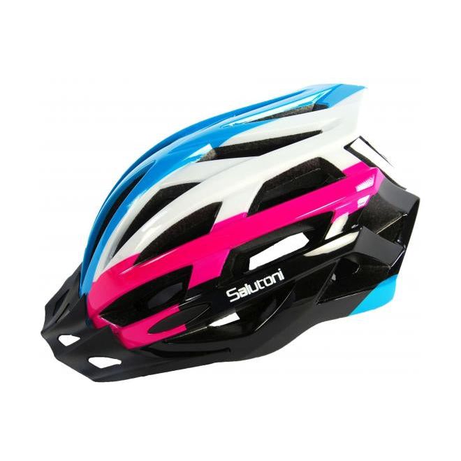 Fietshelm Salutoni 58-61 cm dames - blauw wit roze