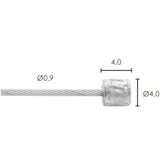 Elvedes Schakel binnenkabel ø0,9mm 2500mm Nø4x4 RVS (50st)