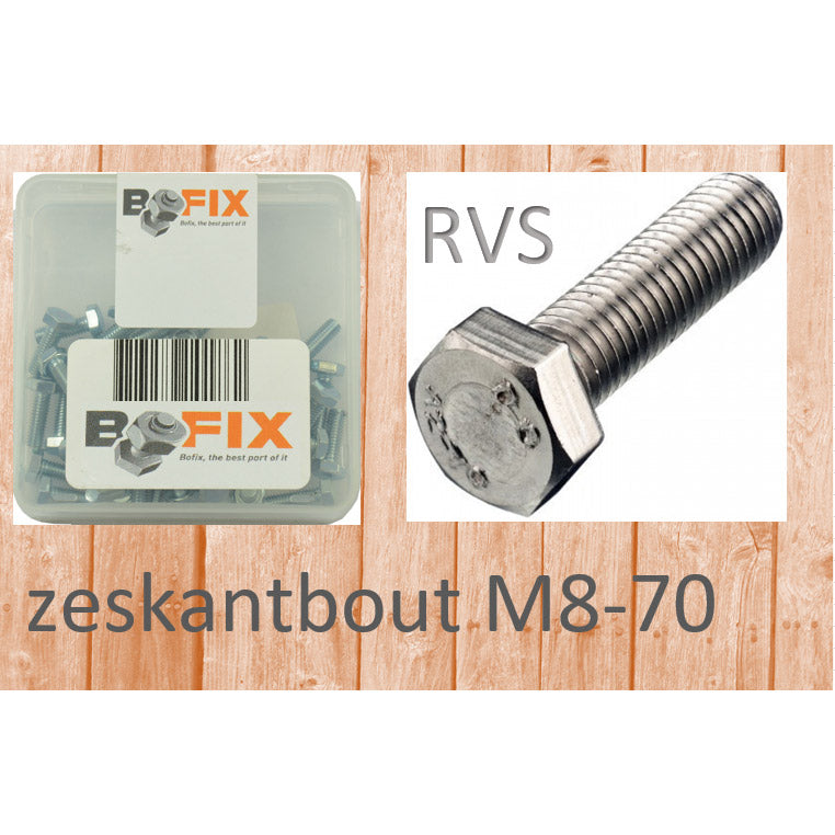 Bofix zeskantbout M8-70 RVS (12st)