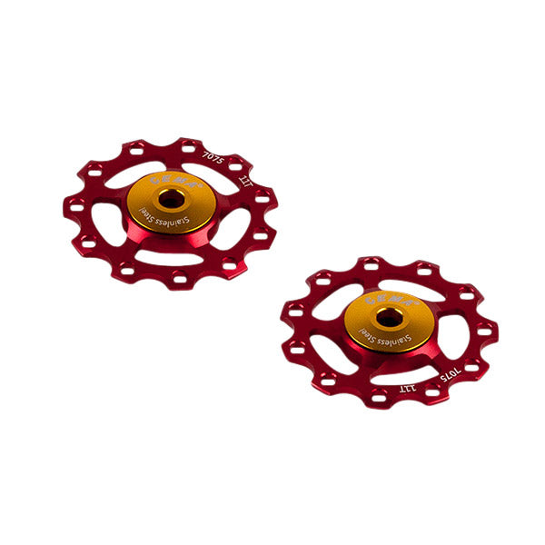 CEMA derailleurwieltjes RVS 9 10 11V alu rood