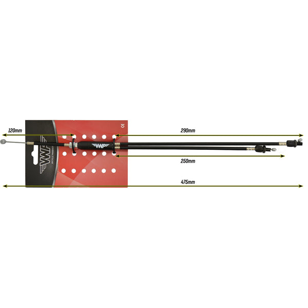 VWP BMX Boven remkabel cpl. m stelb. 475mm zwart freestyle